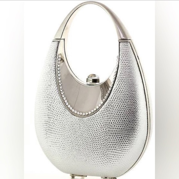 Modern silver evening clutch Swarovski Crystal‎ - Picture 1 of 15